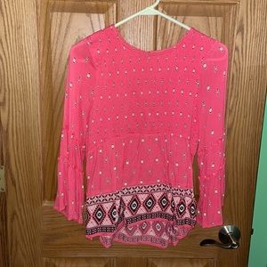 Justice girls 14/16 pink ruffle sleeve shirt